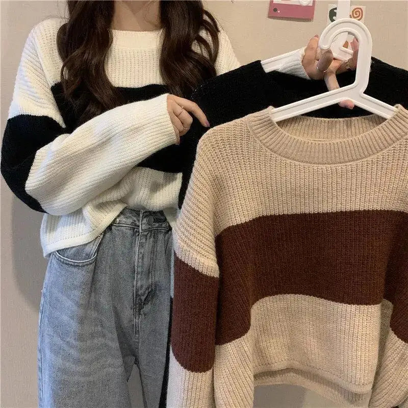 Tops Sweaters For Women With Headings Ladies Sweater Pullover Cropped Autumn 2025 Trend Cute Kawaii Black Knitted High Quality