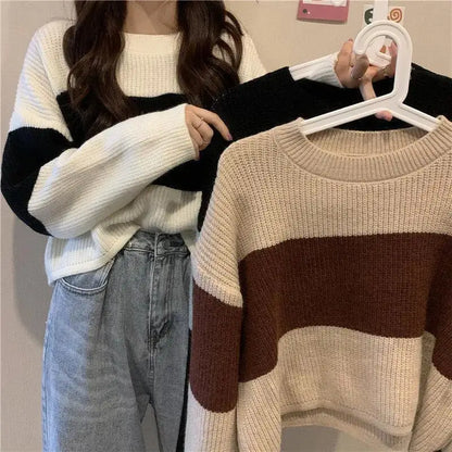 Tops Sweaters For Women With Headings Ladies Sweater Pullover Cropped Autumn 2025 Trend Cute Kawaii Black Knitted High Quality