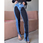 Fashion Two-Tone Color Slimming Jeans Women High Waist Stretch Skinny Fit Denim Pants Comfort Tummy Control Pencil Jeans