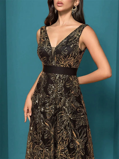 Luxury Sexy Deep V-Neck Sequins Blue Evening Dresses Women Elegant V-back Wedding Party Long Prom Cocktail Dress