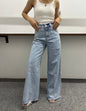 Women's Designer Raw Hem High Waisted Wide Leg Jeans 2025 New Slimming Floor-Length Casual Trousers Loose Fit Trendy