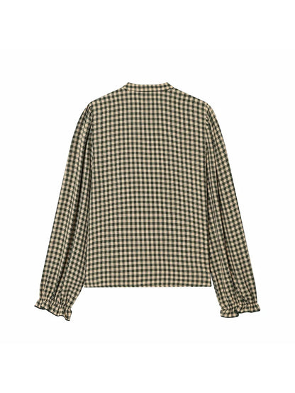 Women Blouses Tops Spring New Fashion Plaid Layered Elegant Women's Shirts Tops Chic Street Single-breasted Tops