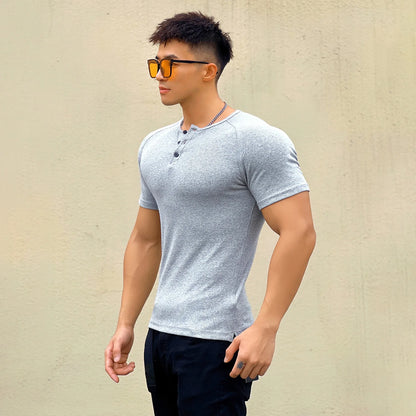 Gym Men's Summer Sports Quick Dry Tight Muscle Short Sleeve T-shirt Fitness Training Casual Tops Slim Man Bodybuilding Clothing