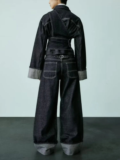 Women's New High-Waisted Jeans Slim High-Waisted Trailing Trousers Rolled Leg Loose Jeans Fashion Casual Wide-Leg Jeans