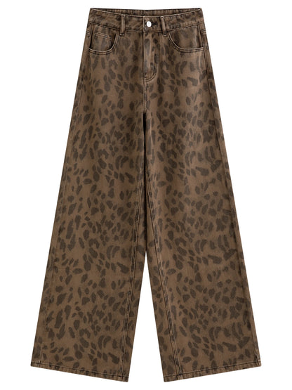 FSLE 2025 New Women's Jeans Chic Brown Straight Leg Pants Cotton Washed Denim High Waist Tummy Control Slim Fit Casual Trousers