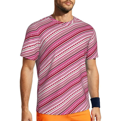 Gym T Shirt For Mens Retro Dots And Stripes T Shirts Fashion Blue Line Design Summer Tees O Neck Basic Graphic Clothes Plus Size