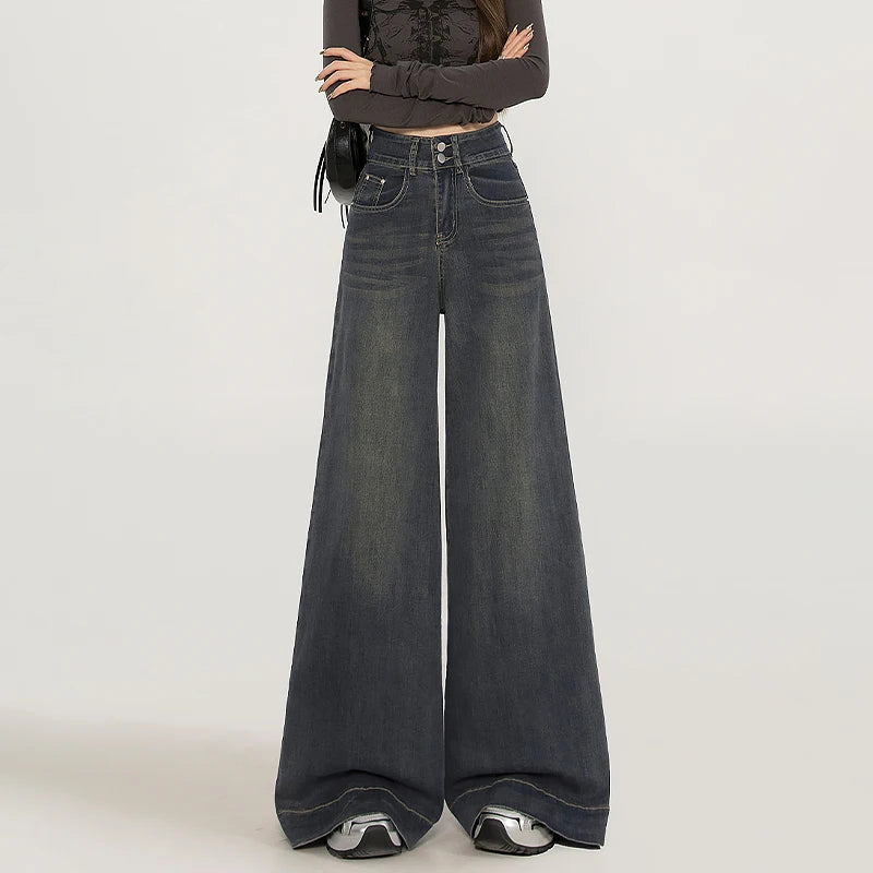 Wide Leg Jeans For Women In Spring And Autumn New High Waisted Loose Floor Jeans