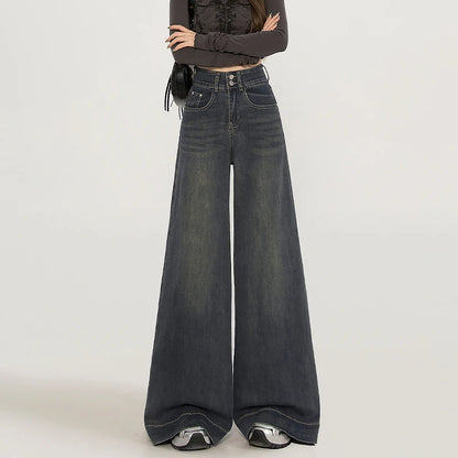 Wide Leg Jeans For Women In Spring And Autumn New High Waisted Loose Floor Jeans