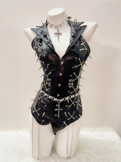 Skull Tank Tops Rivets  tops Cross Tank Tops y2k clothes y2k crop top Gothic Tank Tops Punk Tank Tops sexy top harajuku fashion