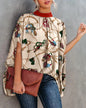 Summer Tops for Women High Neck Graphic Tees Western Boho Tops Women's Fashion Blouses Business Casual Dreesy with Sleeves