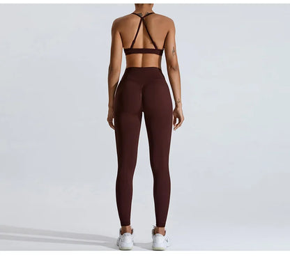 Gym Clothes Women 2 Pcs Yoga Set Breathable Sports Bra High Waist Leggings Women's Tracksuit Sportswear Fitness Suit Activewear