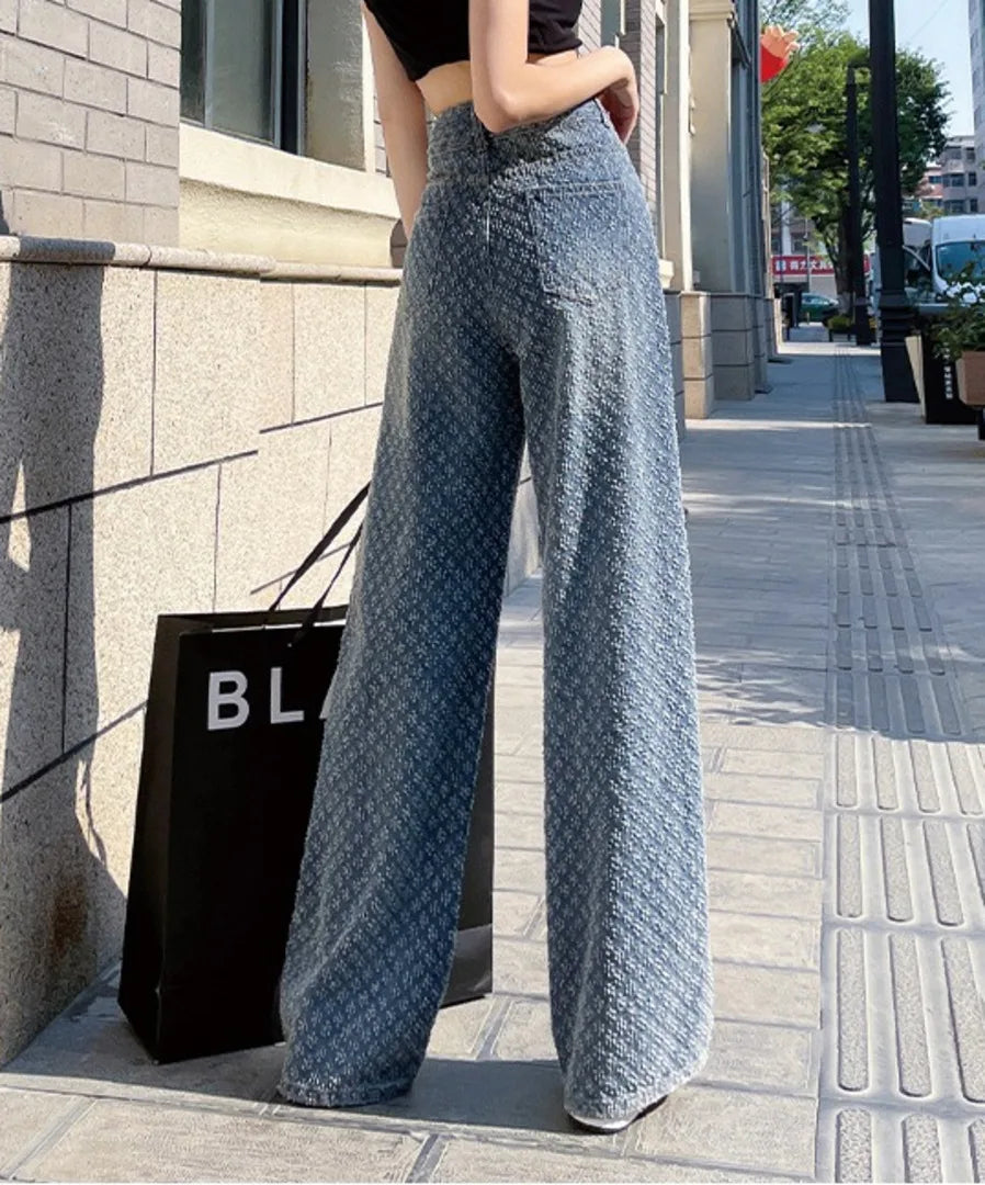 Ripped Jeans for Women Casual Streetwear New Spring Autumn High Waist Straight Leg Pants Fashion White Blue Denim Trousers