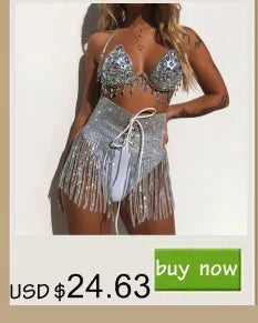 Sexy black White Summer crop top women festival Beach club outfits Party tank top t shirt woman Halter Rhinestones tops topy Hot