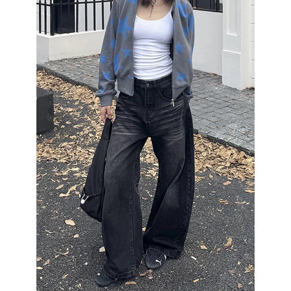YIBASHU Women Y2k Jeans Harajuku Aesthetic Japanese 2000s Style Baggy Denim Trousers Vintage Oversize Jean Pants Trashy Clothes