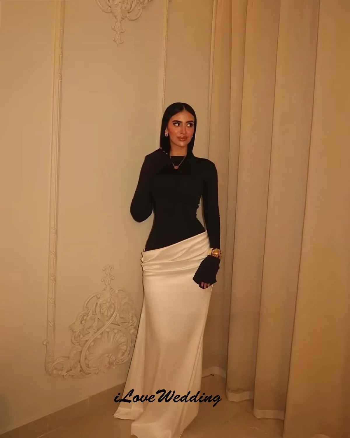 Elegant Evening Dresses 2025 Wedding Party Dress For Woman Satin Formal Prom Dresses Long Sleeve Floor Length Gala Customized