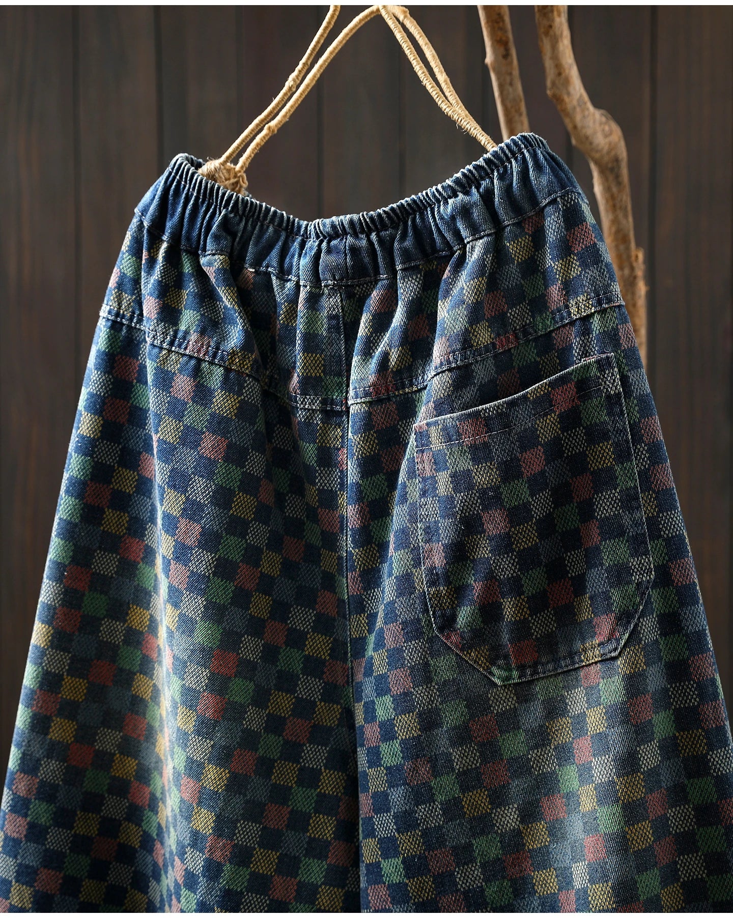 Women Casual Boyfriend Jeans New Arrival 2025 Autumn Vintage Style Plaid Pattern Loose Female Denim Harem Pants M1854