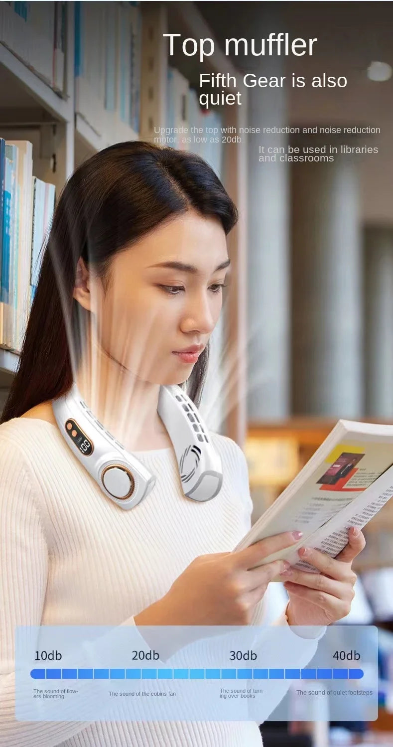 XIAOMI Charging Neck Fan 5 Speed Portable Digital Display 4000mAh Rechargeable Bladeless Electric fan Air Conditioner For Sport