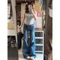 2025 Vintage High Street Low-Waisted Jeans Women Summer All-Match Wide Leg Y2K Denim Trousers Female Sexy Slim Fit Flares Pants
