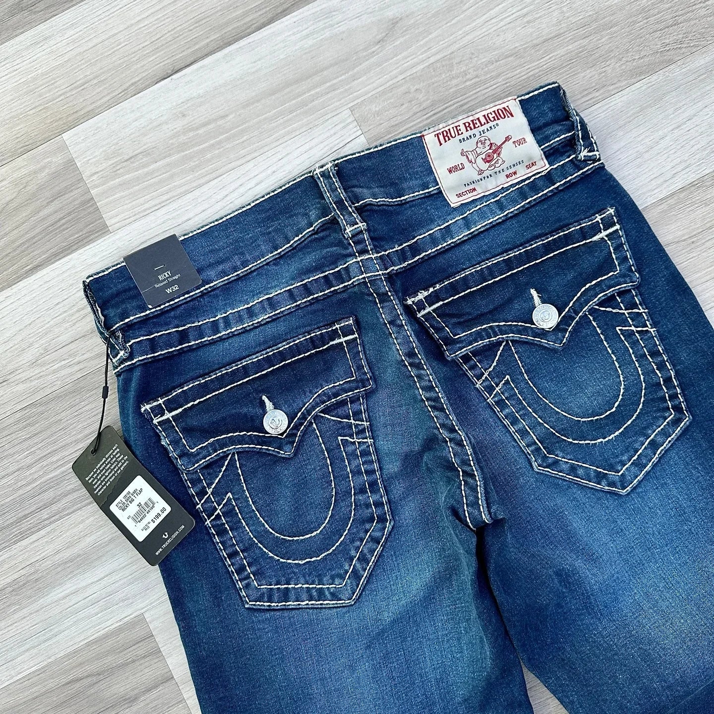 Buddha Jeans Vintage Y2K Men's Jeans Women's Pocket Embroidered Jeans Patch Leather Vintage Blue Jeans Loose Fit Jeans pants