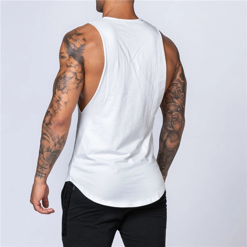 Gym Clothing Mens Bodybuilding Fitness Muscle Tank Tops Summer Cotton Breathable Sleeveless T-Shirts Sport Casual Loose Singlets