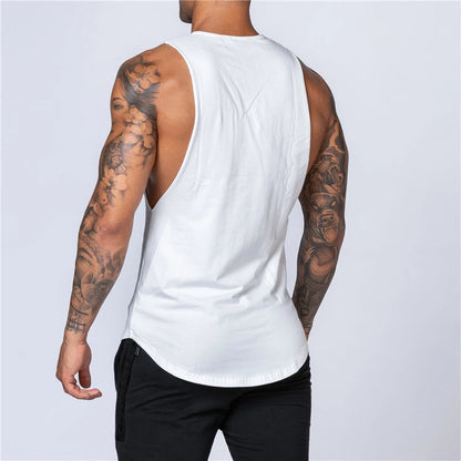 Gym Clothing Mens Bodybuilding Fitness Muscle Tank Tops Summer Cotton Breathable Sleeveless T-Shirts Sport Casual Loose Singlets