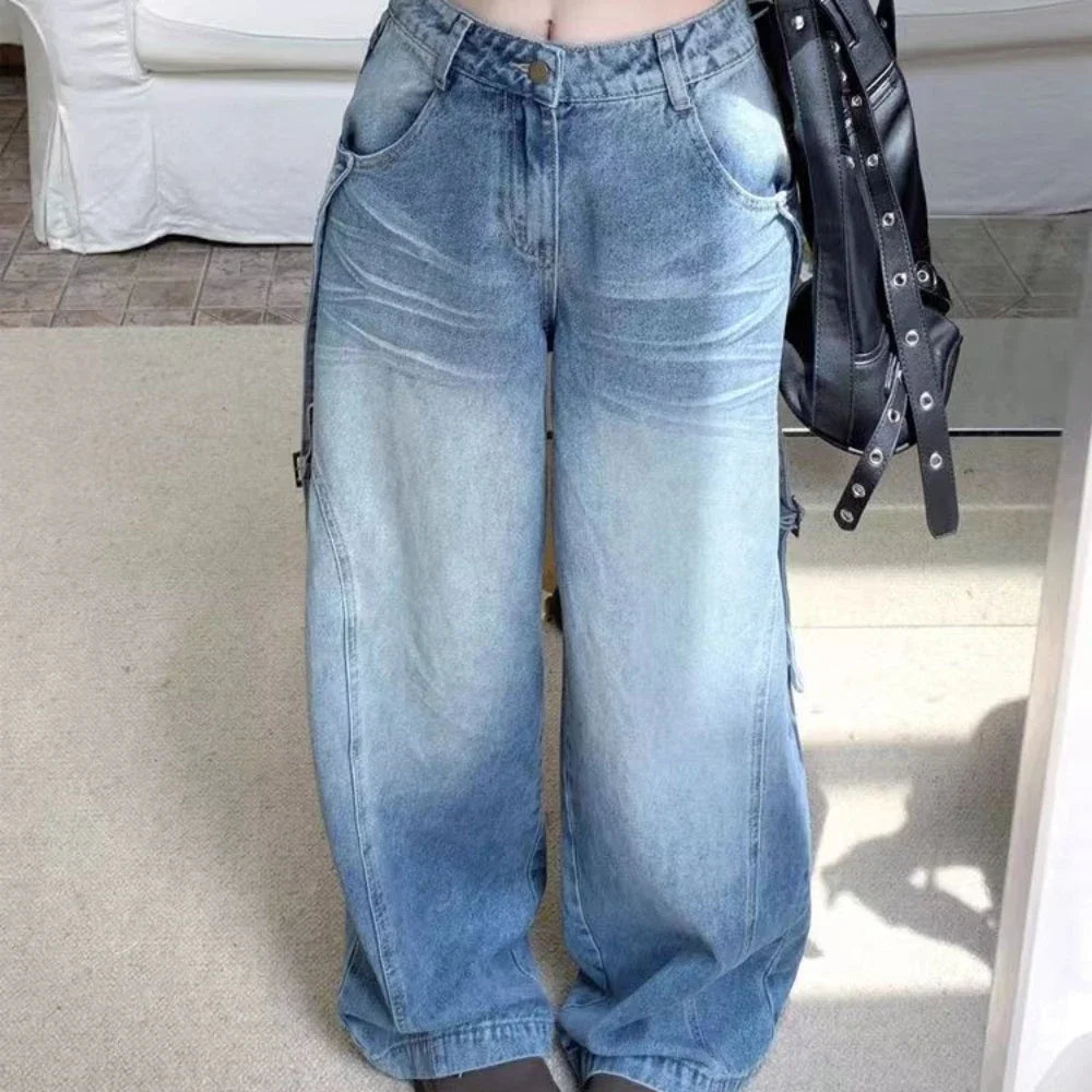 Womens Jeans High Waist Shot Pants for Women Straight Leg with Pockets Trousers Medium Hippie Good Quality Size X Larg Cool Xxl