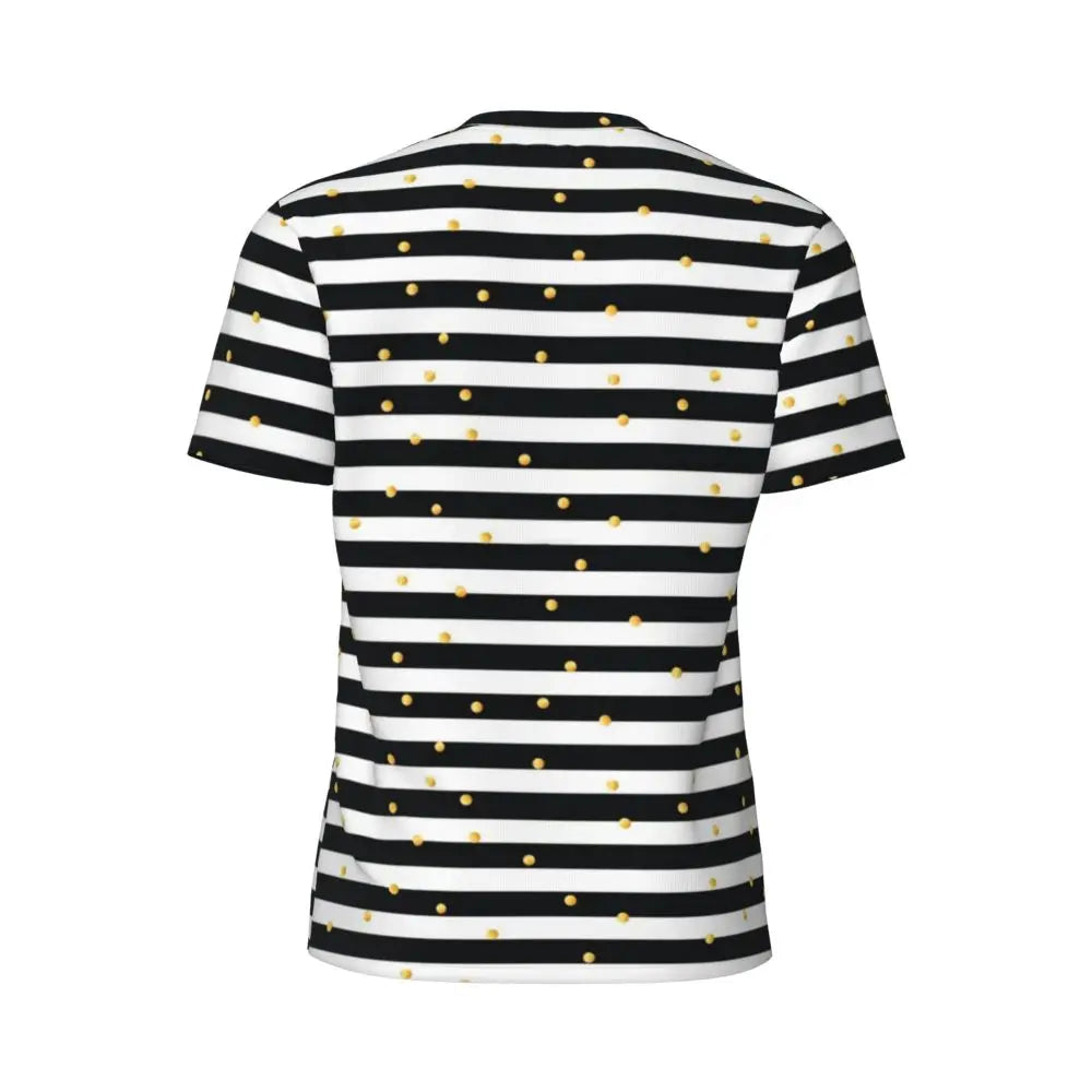 Gym T Shirt For Mens Retro Dots And Stripes T Shirts Fashion Blue Line Design Summer Tees O Neck Basic Graphic Clothes Plus Size