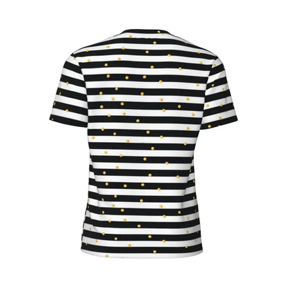 Gym T Shirt For Mens Retro Dots And Stripes T Shirts Fashion Blue Line Design Summer Tees O Neck Basic Graphic Clothes Plus Size