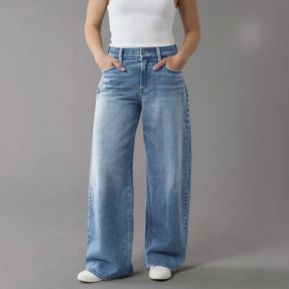 High Waist Straight Leg Jeans for Women New Style Cross-Border High Waist Slim Fit Long Jeans Trendy Women's Denim Pants