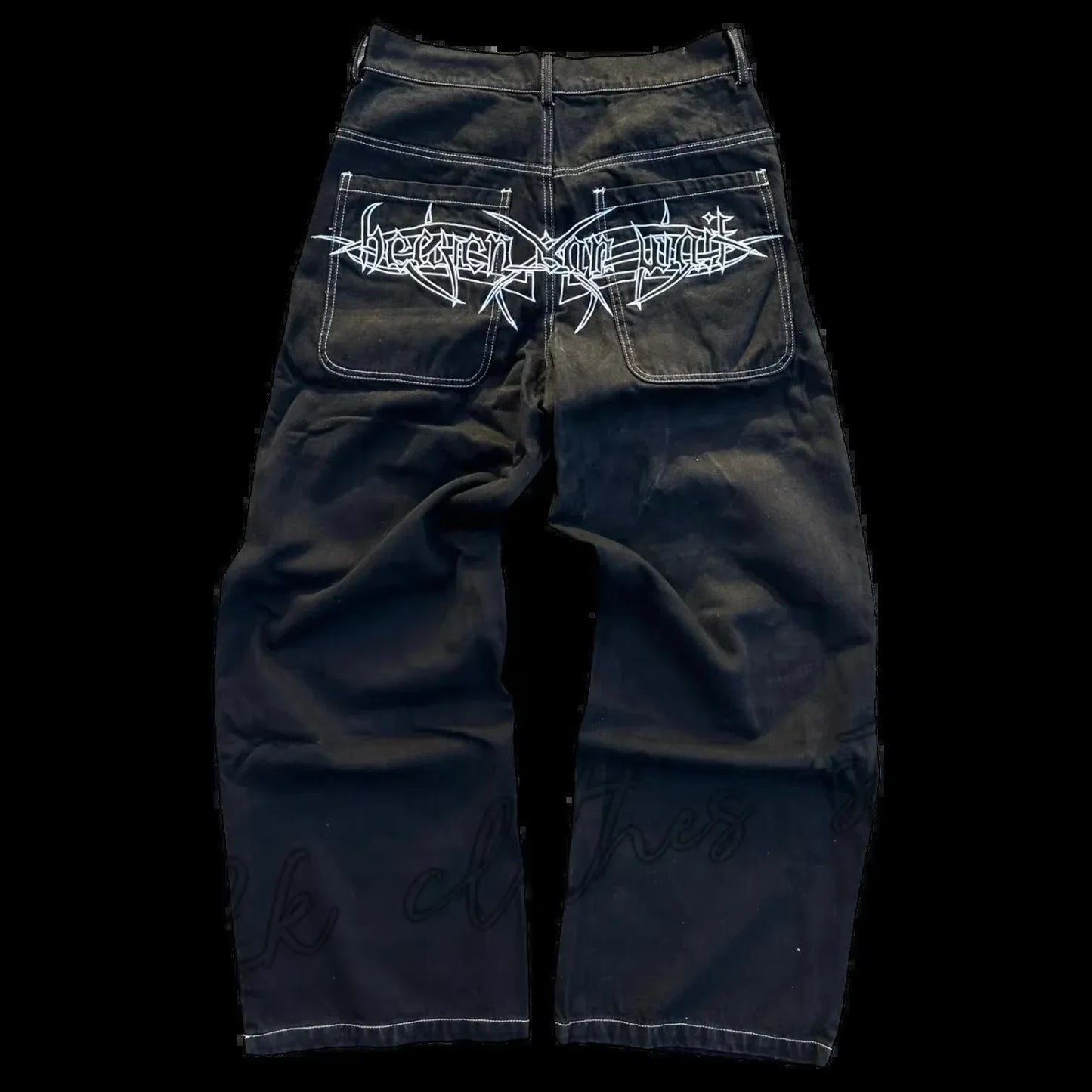 Street Fashion Trend Skull Embroidered Jeans Women Harajuku Y2K New Hip Hop Joker Straight Wide-leg Pants Couple Casual Jeans