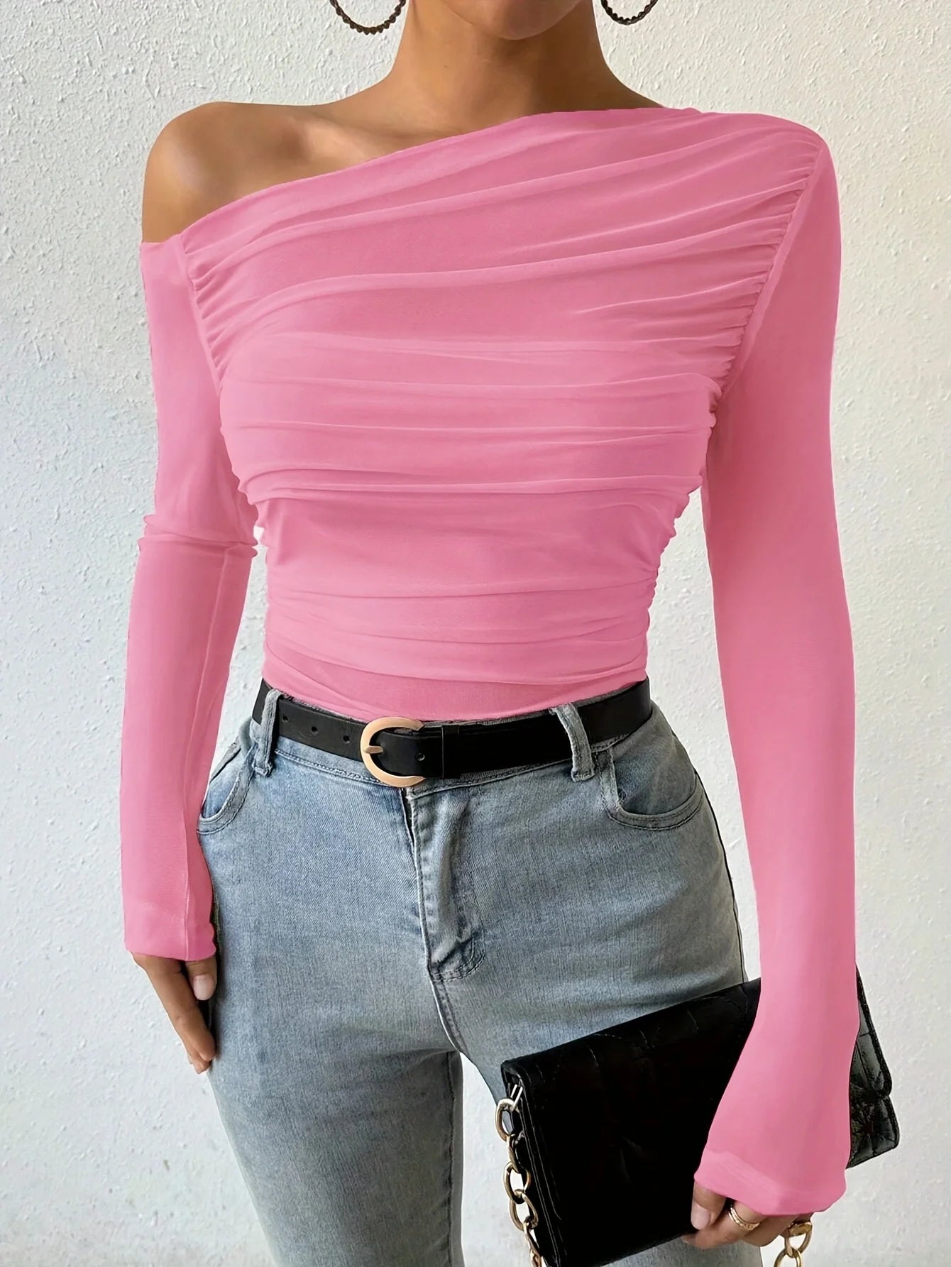 Autumn Winter Top Women 2025 Fall Fashion Off The Shoulder Long Sleeve Shirts Crop Tops Slim Fit Blouses Y2K Clothing Streetwear