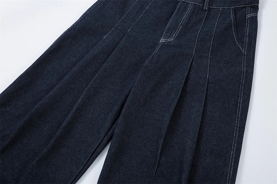 Pleated Baggy Jeans Men Loose Wide Leg Jeans Trousers Streetwear Harajuku Hip Hop Jeans Denim Pants