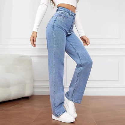 Women's Jeans Women's High Waisted Slim Fit Straight Leg Denim Pants