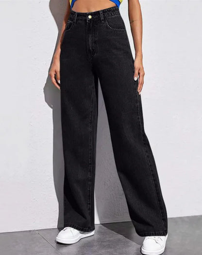 Spring 2026 New High Waist Straight Slim Jeans Women Mopping Wide Legs European and American Loose Jeans