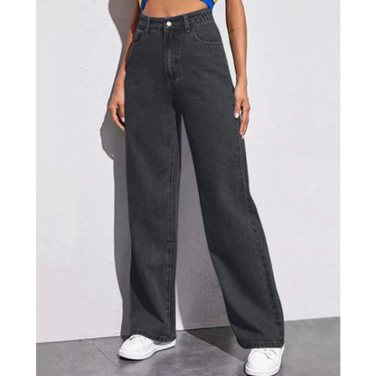 Spring 2026 New High Waist Straight Slim Jeans Women Mopping Wide Legs European and American Loose Jeans