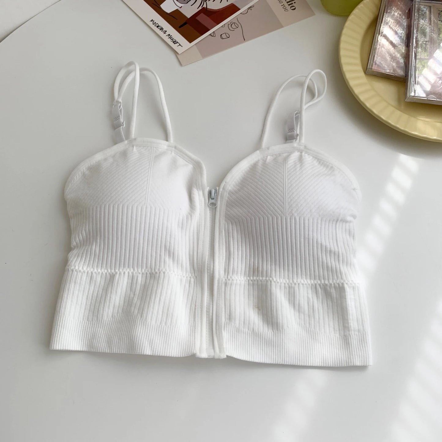 HELIAR Ziper Fly Crop Tops Wish Padded Underwear Tube Tops Women Cottons Crop Tops Basic Tops Women Basic Crop Tops 2025 Summer