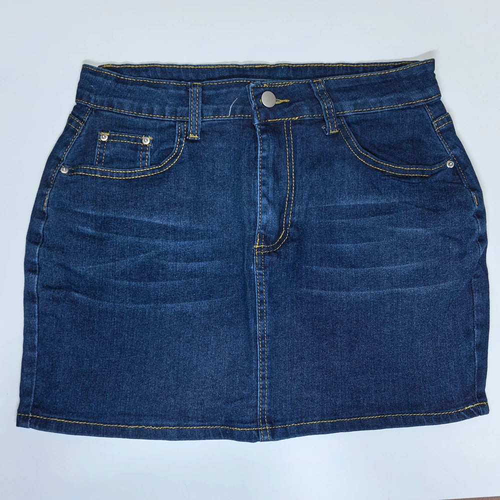Womens Denim Short Skirts Jeans Straight High Waist Casual Sexy Girls Slim Mini Lovely Basic Vintage Students Streetwears