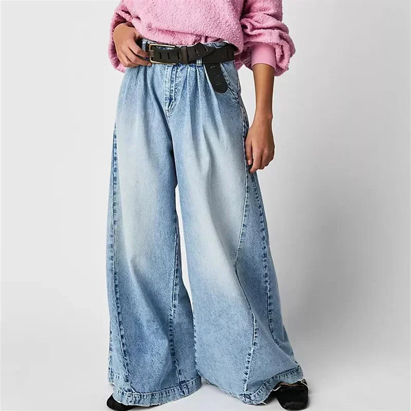Fashion Vintage High Waist Wide Leg Jeans Women Loose Denim Pants Female Daily Commuter Casual Flared Trousers Trend Streetwear