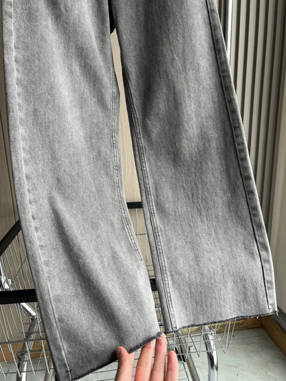 ETJ Wide-leg high-waisted jeans  women's classic everything with five pockets washed soft comfortable ultra-long jeans6045022