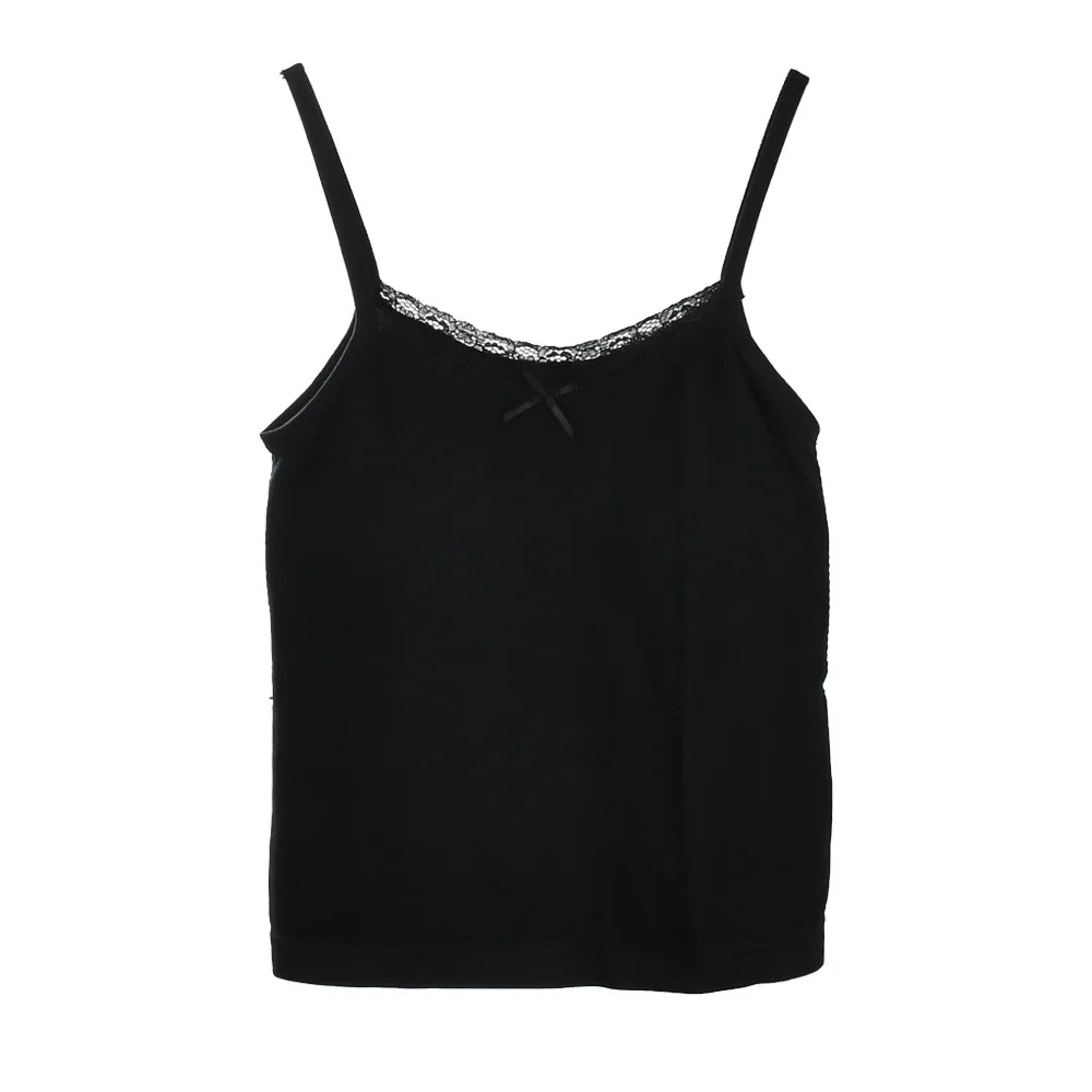 Women Padded Bra Tank Top Female Summer Crop Tops Girls Lace Slim Camisole Sexy Backless Vest With Built In Bra Y2k Streetwear