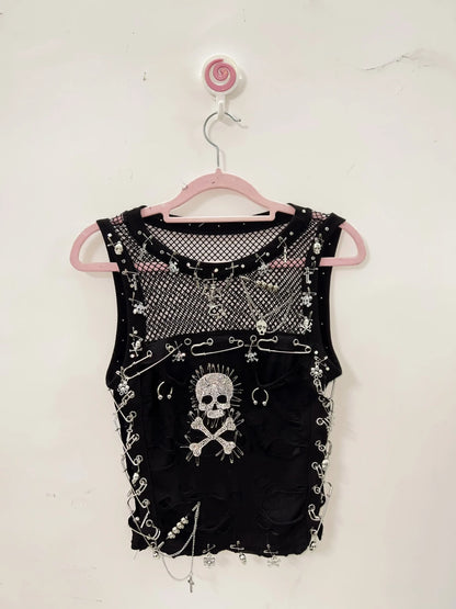 Cross Tank Tops y2k clothes y2k crop top Gothic Tank Tops Punk  Tops harajuku fashionSkull Tank Tops bustier top gothic clothes