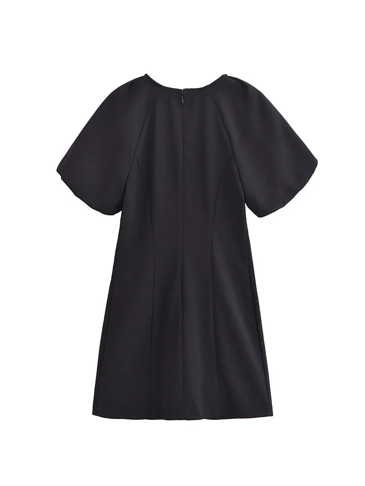 Women Summer Mini Dress 2025 Fashion Solid Short Sleeve O-Neck Female ELegant Street Dresses Clothing