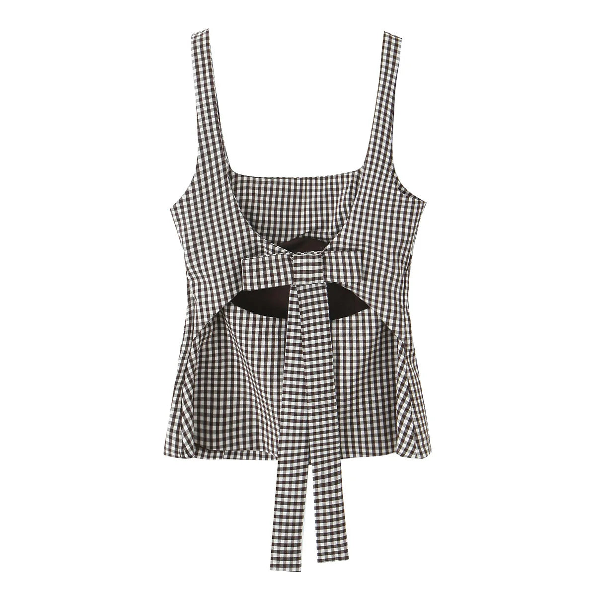 Tops For Women Bow Embellished Small Plaid Top 2025 Summer Camisole Sleeveless Top Woman Tops Women's Tank Top