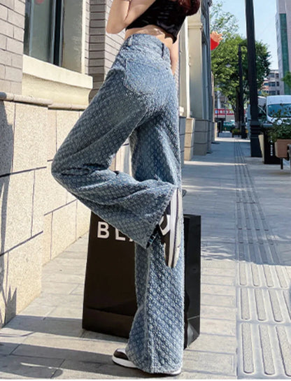 Ripped Jeans for Women Casual Streetwear New Spring Autumn High Waist Straight Leg Pants Fashion White Blue Denim Trousers