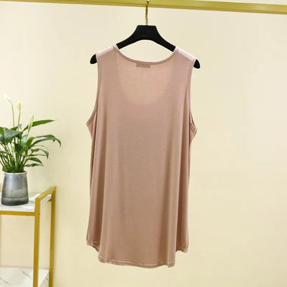 Women Long Tank Tops O-Neck Fashion Print Beauty's Head Casual Loose sleeveless T-shirt streetwear camis tops