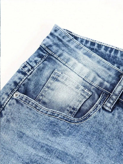 1Pc Y2K Blue Jeans Iefb Retro Frayed Jeans Denim Retro Jeans Tight Jeans