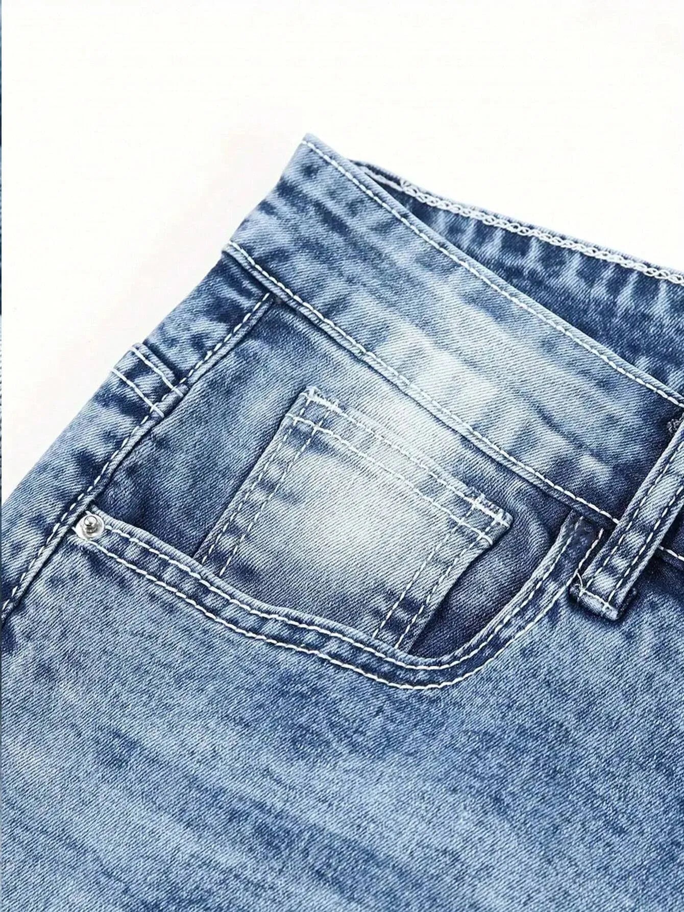 1Pc Y2K Blue Jeans Iefb Retro Frayed Jeans Denim Retro Jeans Tight Jeans