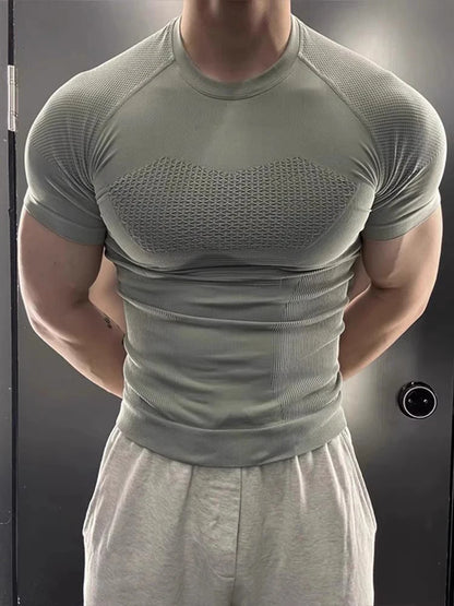 een Fitn Training Clothes Qui Dry ort Sve Men's Summer Running Sports Crion Elastic Muscle T-irt