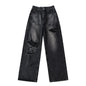 Women's Destroyed Jeans 2025 Spring Summer High Waist Loose Leg Floor-Length Distressed Denim Vintage Daily Staple