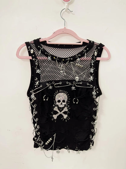 Cross Tank Tops y2k clothes y2k crop top Gothic Tank Tops Punk  Tops harajuku fashionSkull Tank Tops bustier top gothic clothes